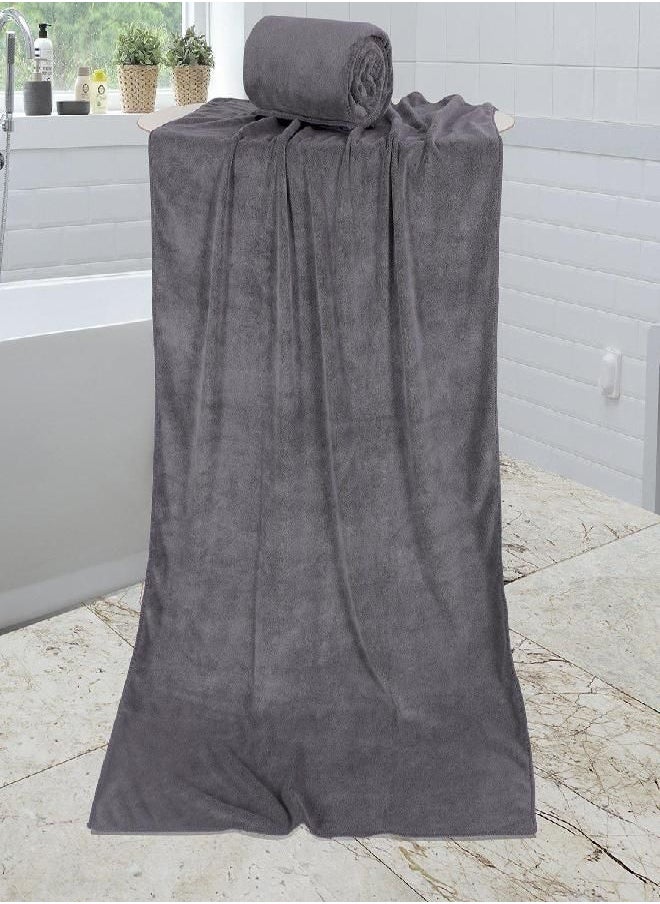 JML - JML Microfiber Bath Towel 2 Pack(30" x 60"), Oversized, Soft, Super Absorbent and Fast Drying, No Fading Multipurpose Use for Sports, Travel, Fitness, Yoga, 30 in x 60 in, Grey 2 Count - Image 1