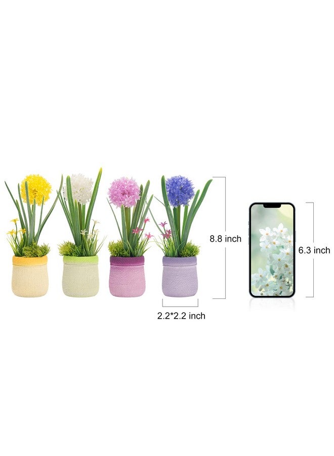 Velener 4PCs Fake Flowers in Vase, Babys Breath Artificial Flowers Indoor, Fake Potted Plants, Hydrangeas, Desk Plants for Home Indoor Bathroom Kitchen Shelf Office Decor(Plastic Vase) - Image 2