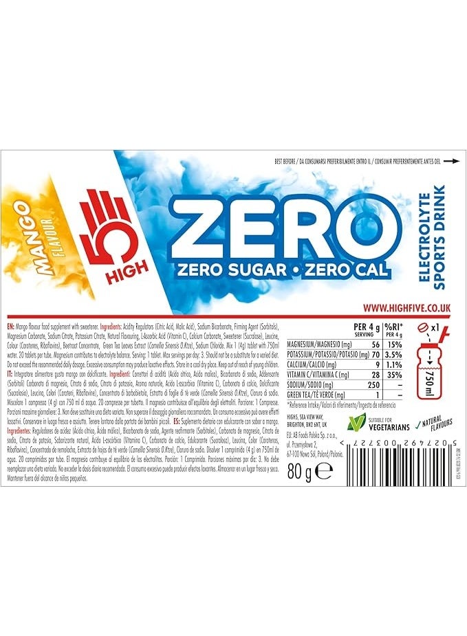 High5 ZERO Electrolyte Tablets 20x – Mango Flavor, Vitamin C Enhanced, Sugar-Free & 0 Calories – Supports Hydration, Performance & Wellness - Image 4