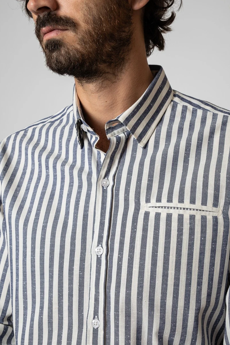Jaqk W. Sako - Blue Stripes Shirt 100% GOTS cotton