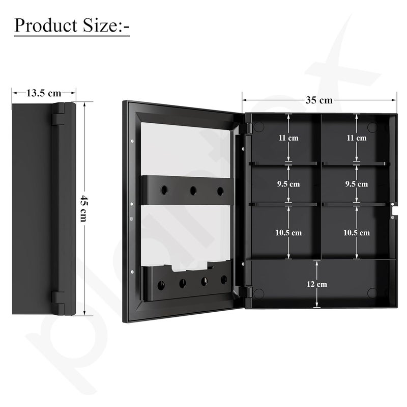 plantex Plantex Bathroom Cabinet with MirrorABS Bathroom Storage OrganiserMultipurpose ShelfWall Mount Mirror Cabinet for Wash Basin 14x18 Inch Black - Image 2