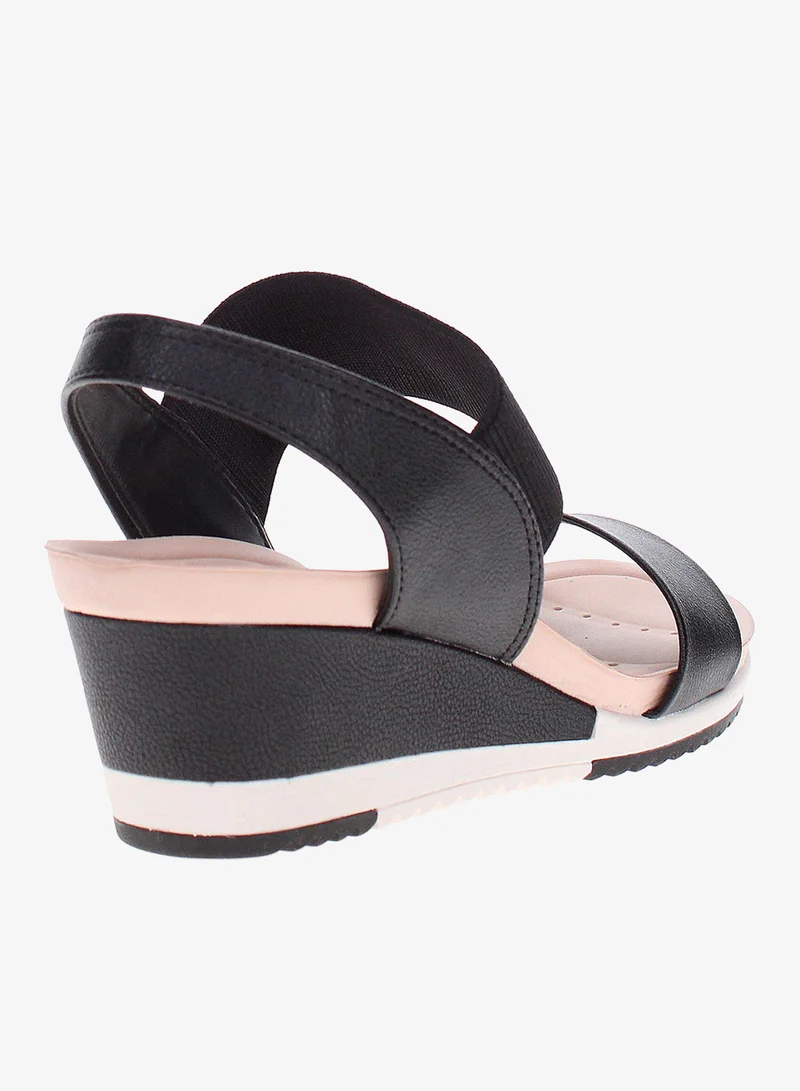 Modare Black Wedge Sandals for Women – Stylish & Comfortable Elevated Footwear for Women | Best Price UAE