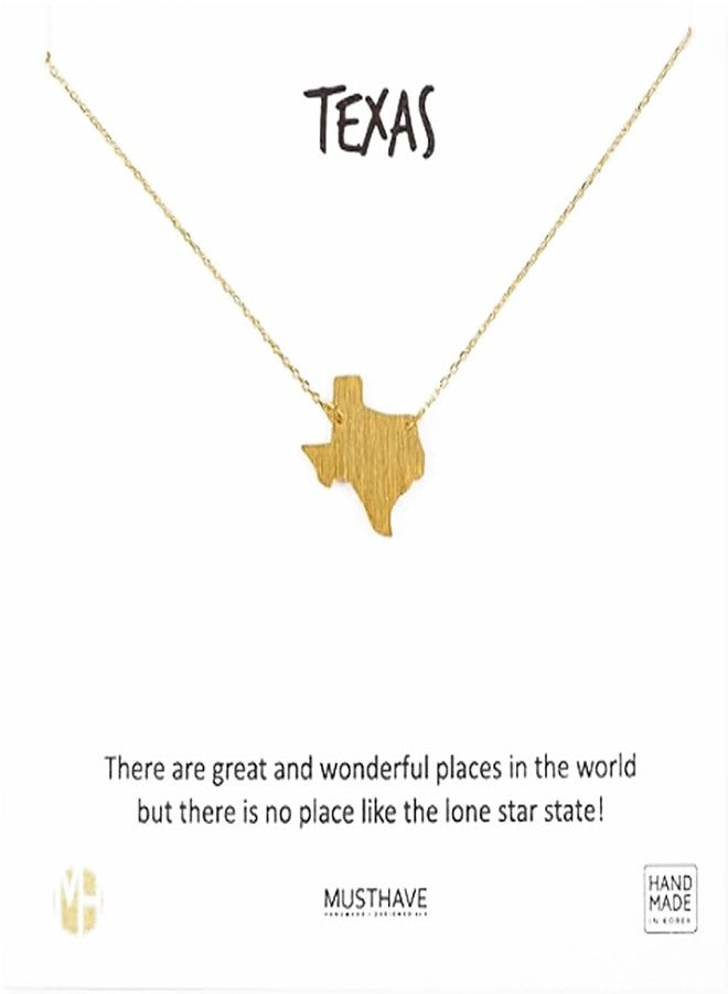MUSTHAVE Texas 18K Gold Plated Necklace With Message Card, Yellow Gold Color, Anchor Chain, Best Gift Necklace, Size 16 inch + 2 inch Extender, Pendant, Gift Card - Image 1