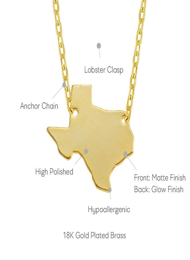 MUSTHAVE Texas 18K Gold Plated Necklace With Message Card, Yellow Gold Color, Anchor Chain, Best Gift Necklace, Size 16 inch + 2 inch Extender, Pendant, Gift Card - Image 3
