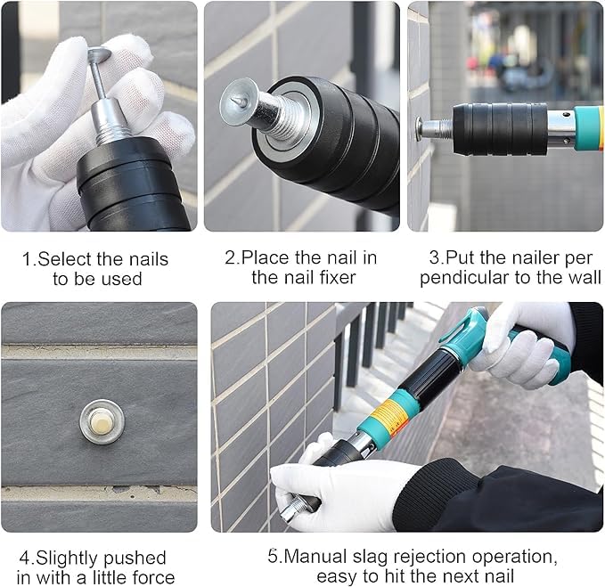 VPGS Nail Fasting Tool Set Wall Drilling Tool Portable Concrete Nail Gun HandHeld Powerful Concrete Wall Drive Fastening Wood Working Tool Fastening Tool for Cement Wall - Image 2