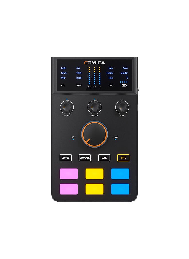 COMICA AD Caster C1 Audio Mixer USB Audio Interface Sound Card with 3.5mm Ports Dual XLR Input Support Real-time Monitoring BT Connection for Podcasting Streaming Gaming and Recording  - Image 1