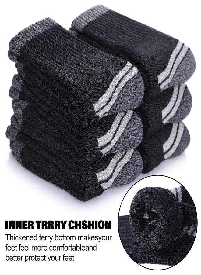 SDBING Kids Merino Wool Hiking Socks Toddlers Boys Girls Boot Winter Warm Cushion Socks 6 Pairs (8-12 Years, Black) - Image 5