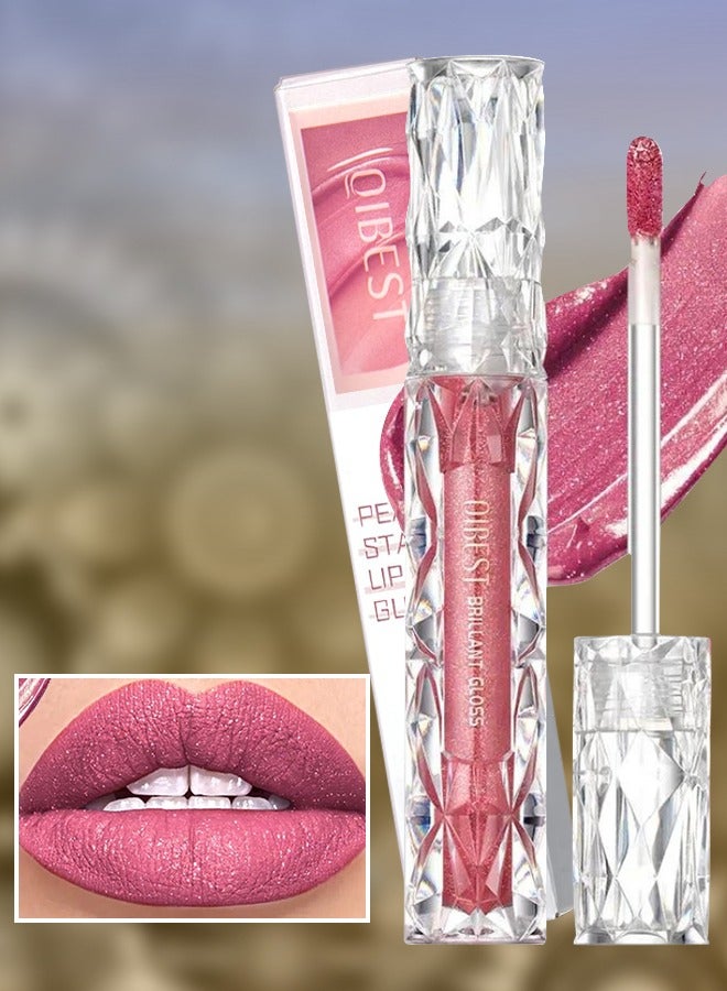 QiBest لمعان الشفاه اللؤلؤي - زيت شفاه ماتي بلمسة لامعة - أحمر شفاه سائل معدني لامع - لمسة لامعة - لمسة نهائية لامعة - صبغة شفاه عالية الصبغة - تدوم طويلاً - مكياج رقم 08 - Image 1