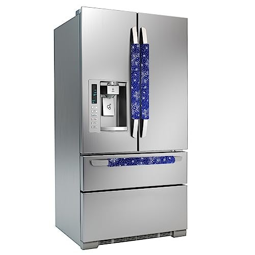 Daixers 3PCS Refrigerator Door Handle Covers Kitchen Decor Keep Appliance Clean Anti-Static Stains for Fridge Dishwashers Velvet (Printed Silver Blue) - Image 1