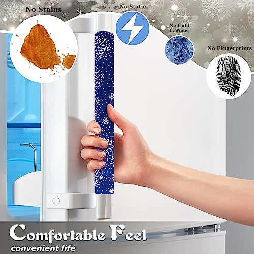 Daixers 3PCS Refrigerator Door Handle Covers Kitchen Decor Keep Appliance Clean Anti-Static Stains for Fridge Dishwashers Velvet (Printed Silver Blue) - Image 3