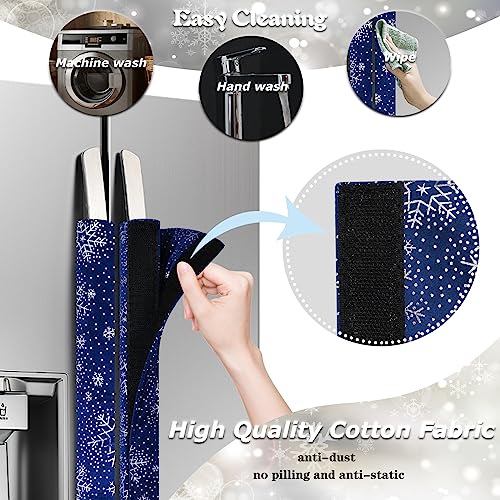 Daixers 3PCS Refrigerator Door Handle Covers Kitchen Decor Keep Appliance Clean Anti-Static Stains for Fridge Dishwashers Velvet (Printed Silver Blue) - Image 5