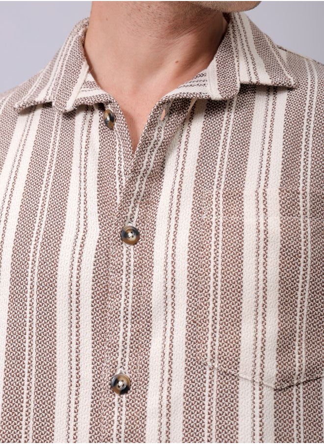 The Indian Garage Co Men Relaxed Fit Striped Full Sleeves Cutaway Collar Resort Wear Shirt  - Image 5