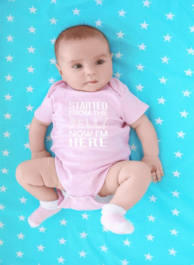 CBTwear Started From The Belly, Now I'm Here - Baby Clothes - Funny Newborn Bodysuit Outfits for Boys and Girls (Newborn, Pink) - Image 4