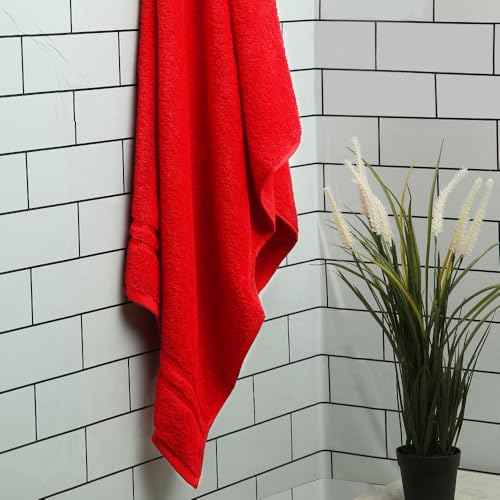 Welspun 100% Cotton Quick Dry Bath Towel | High Absorbency Super Soft, Fast Drying Towels for Bath | 380 GSM Large Size 1 Piece Bath Towel for Men and Women | Sized 70cm X 150cm (Red) - Image 2