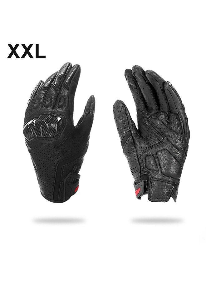 Motorcycle Gloves for Men Women Touchscreen Motocross Dirt Bike Riding Gloves All Finger with Carbon Fiber Protective Hard Knuckles Black Size XXL - Image 1