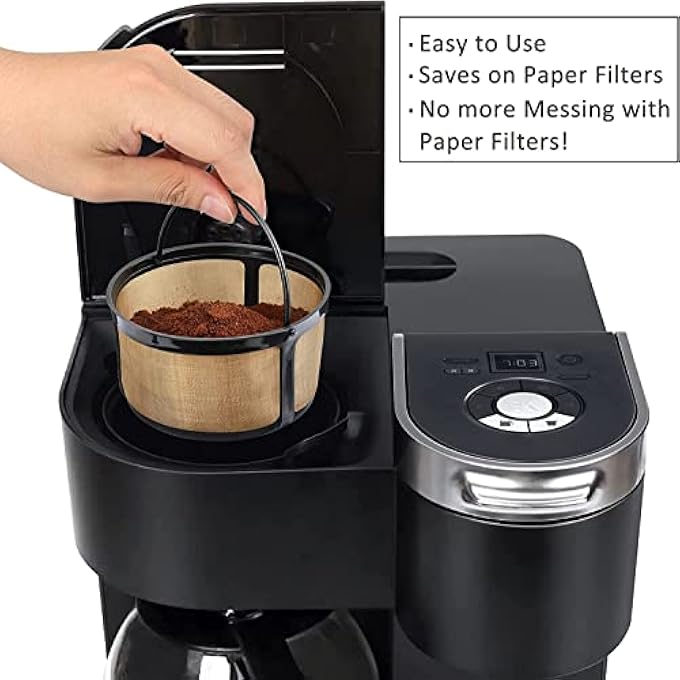 ELECDON فلتر قهوة ذهبي شبكي قابل لإعادة الاستخدام بسعة 812 كوبًا لماكينة Keurig KDuo Essentials لماكينة تحضير القهوة K Duo يحل محل فلاتر القهوة الورقية الخاصة بك، خالي من مادة BPA، عبوة من قطعتين - Image 3