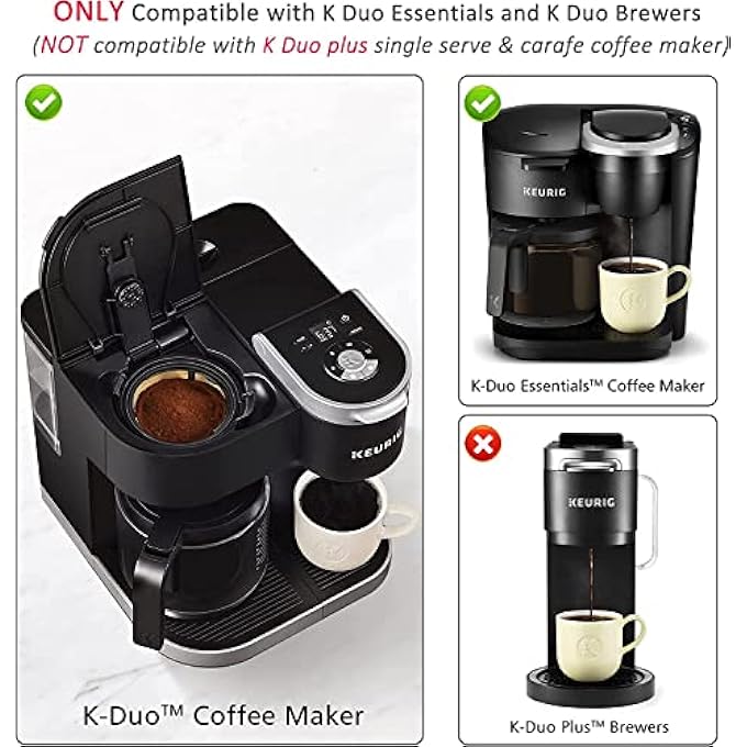 ELECDON فلتر قهوة ذهبي شبكي قابل لإعادة الاستخدام بسعة 812 كوبًا لماكينة Keurig KDuo Essentials لماكينة تحضير القهوة K Duo يحل محل فلاتر القهوة الورقية الخاصة بك، خالي من مادة BPA، عبوة من قطعتين - Image 5
