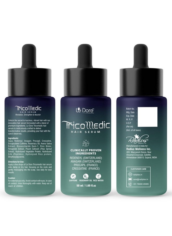 Le Dore - Tricomedic Hair Growth Serum With Redensyl, Anagain, Procapil, Cressatine, Rosemary Oil And Caffeine | Clinically Proven For Thinning & Hair Loss For Men & Women (50 Ml) - Image 1