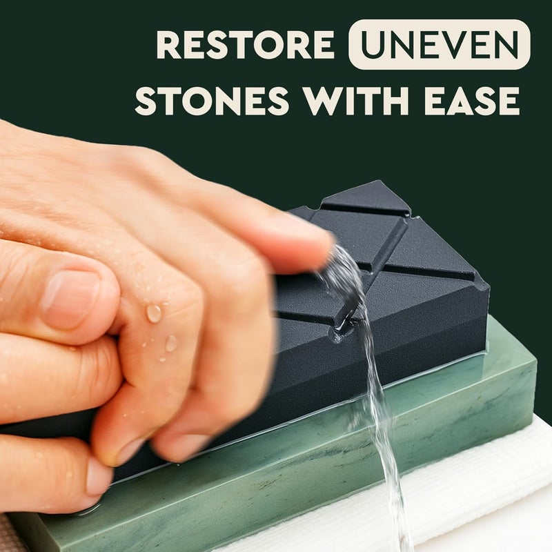 Sharp Pebble Large Flattening Stone- Dual Grit Coarse/Fine Sharpening Stones Flattener- Diamond Grooves Whetstone Fixer-Re Level Any Whetstones & Waterstones - Image 2