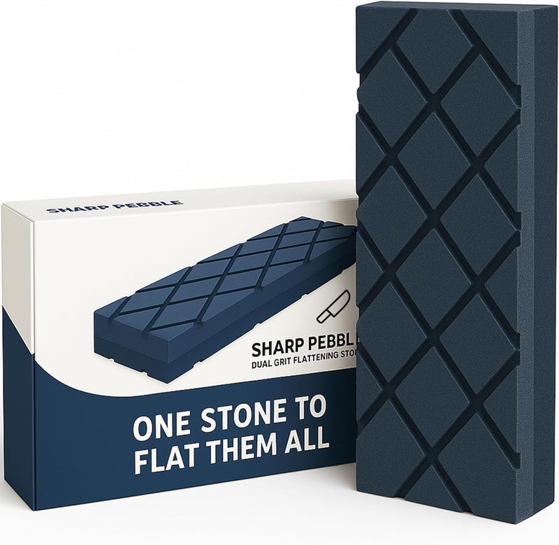 Sharp Pebble Large Flattening Stone- Dual Grit Coarse/Fine Sharpening Stones Flattener- Diamond Grooves Whetstone Fixer-Re Level Any Whetstones & Waterstones - Image 1