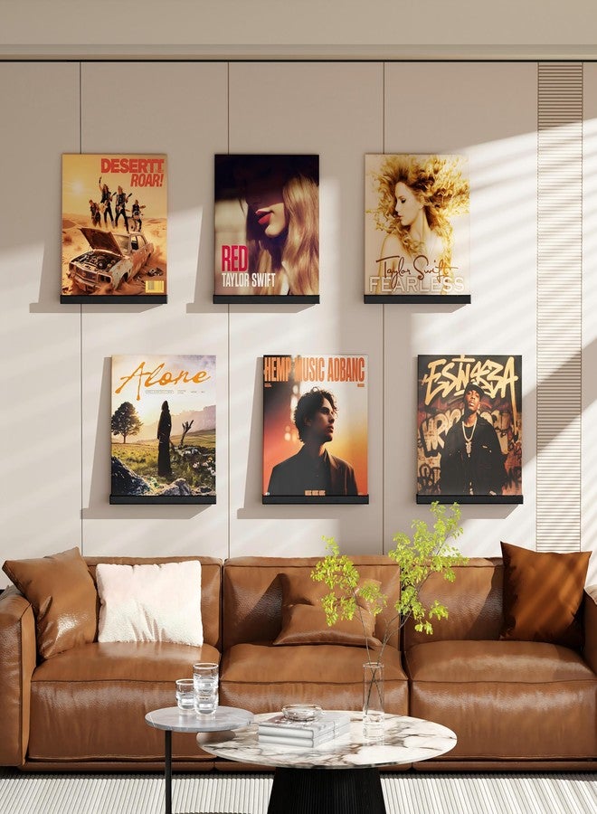 Emfogo Vinyl Record Shelf Wall Mount, 6 Pack Album Record Holder Wall, 12 inch Vinyl Record Storage Shelves Wall, Wood Record Display for Living Room(Black) - Image 4