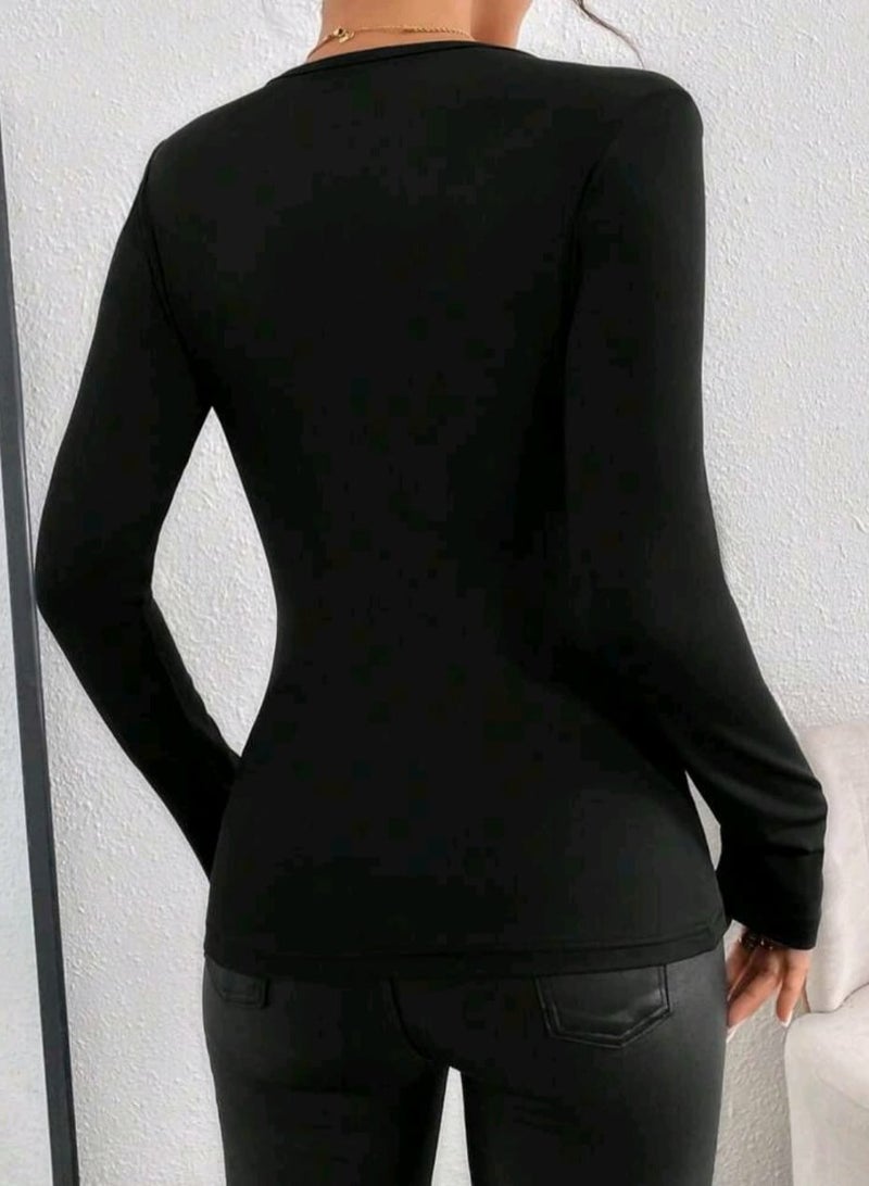 Shein SHEIN1pc Mesh Crew Neck Fitted Long Sleeve T-Shirt For Spring Outfit  - Image 5