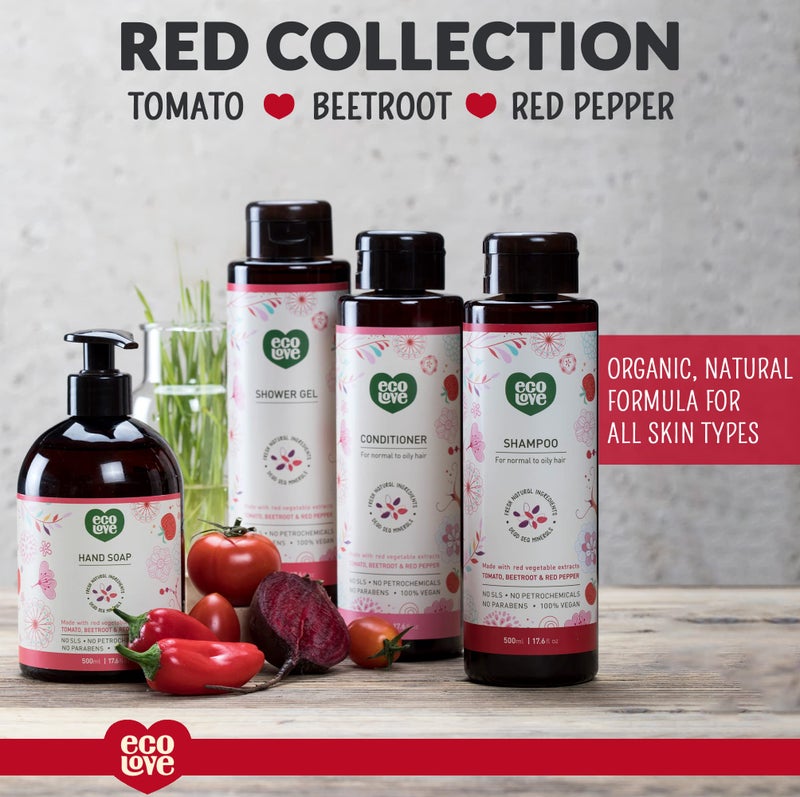 ecoLove - Natural Moisturizing Body Wash for Dry Skin - Organic Tomato and Beetroot - No SLS or Parabens - Vegan and Cruelty-Free Shower Gel, 17.6 oz - Image 5