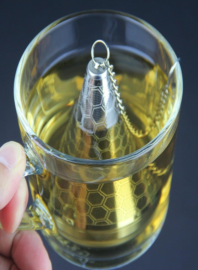 TEEMADE Stainless Steel Tea Infuser for Loose Leaf Tea, Extra Fine Mesh Tea Strainer with Chain Hook & Drip Tray, Reusable Tea Steeper for Mug, Cup & Teapot - Image 4