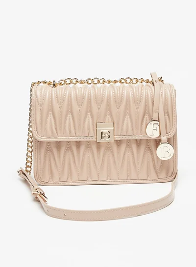 Flora Bella By Shoexpress Women's Quilted Crossbody Bag with Chain Strap and Button Closure