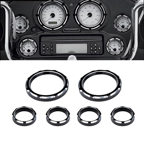 KATUR 4" Speedometer Cover Electra Glide Gauge Cover Road King 2" Burst Bezel Kit Compatible with Harley Street Glide 1996-2013 (Black) - Image 1