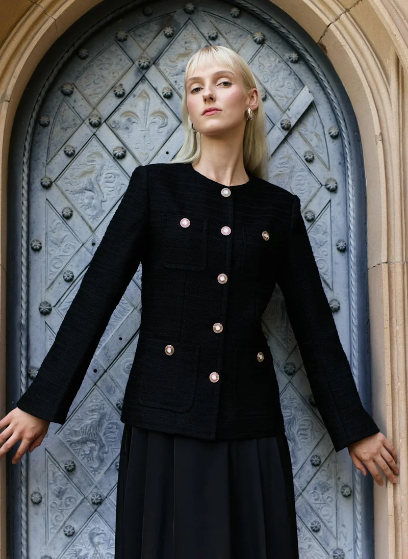 Lichi Elongated jacket in textured fabric