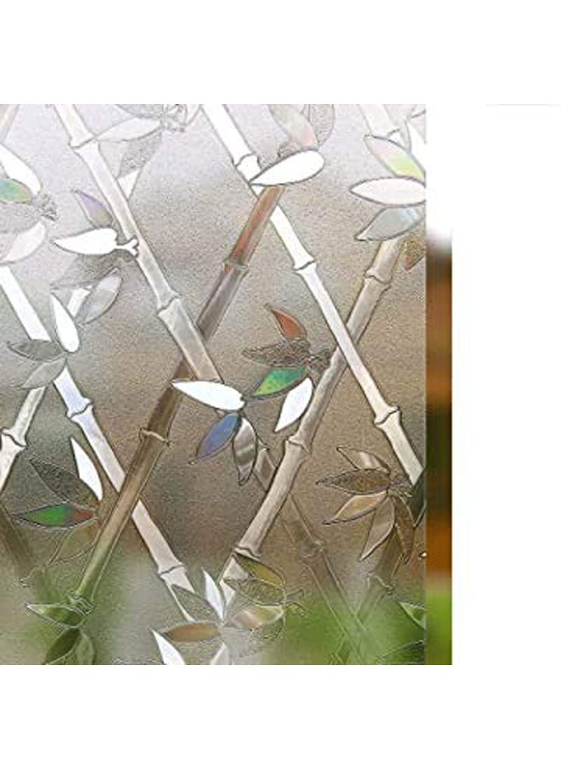 ELTON ELTON Self Adhesive 3D Decorative Heat Control Anti UV Vinyl Privacy Film for Bathroom Door Window Cross Bamboo 24 x 240 inches 