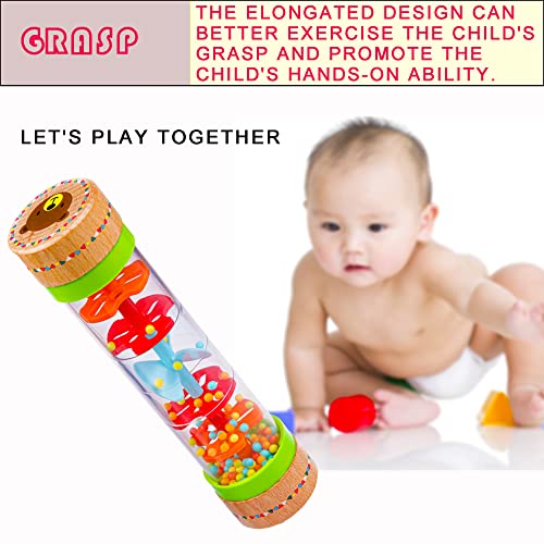 BIUWING Rainmaker Rain Sticks, Mini Wooden Musical Shake, Beaded Raindrops - Turn Over and Watch The Colorful Beads Flow Down The Tube as It Creates The Soothing Sound of Rain - Image 5