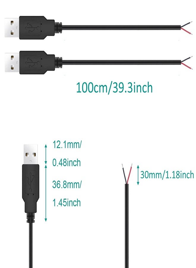 XMSJSIY USB 2.0 Male Bare Cable Pigtail Open End Extension Cables 5V 3A Power Charge Wires DIY Connector Replacement Cable Cord 18AWG -2pcs (1M) - Image 4