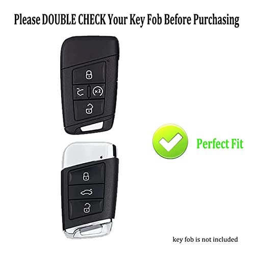 AYGUCEKE TPU Protective Key Fob Cover Case Compatible with VW Volkswagen Atlas Tiguan Taos Passat Jetta Beetle Golf MK6 Polo Smart Key Fob (Black) - Image 2