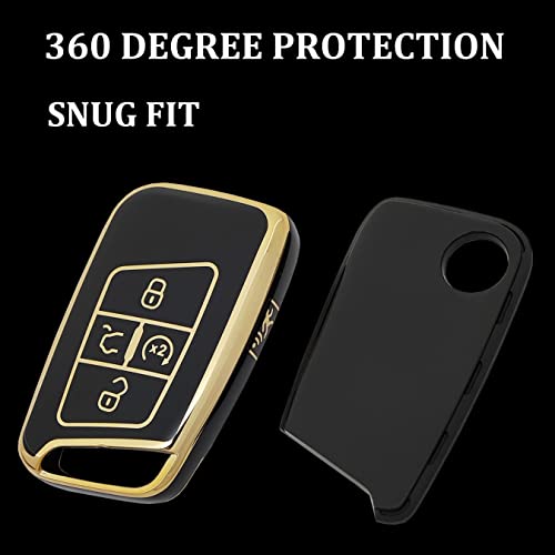 AYGUCEKE TPU Protective Key Fob Cover Case Compatible with VW Volkswagen Atlas Tiguan Taos Passat Jetta Beetle Golf MK6 Polo Smart Key Fob (Black) - Image 3