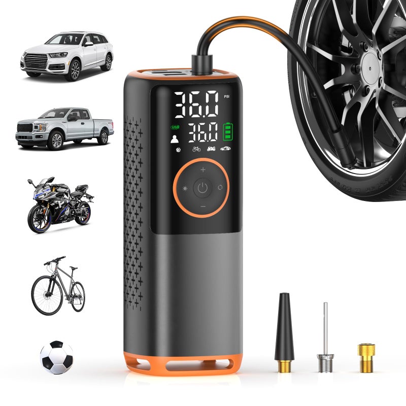 ZSX Tire Inflator Portable Air Compressor160 PSI Car Tire Air Pump Bike Pump with Gauge Portable Tire Pump for Car Bike Motorcycle Tires Balls and More - Image 3