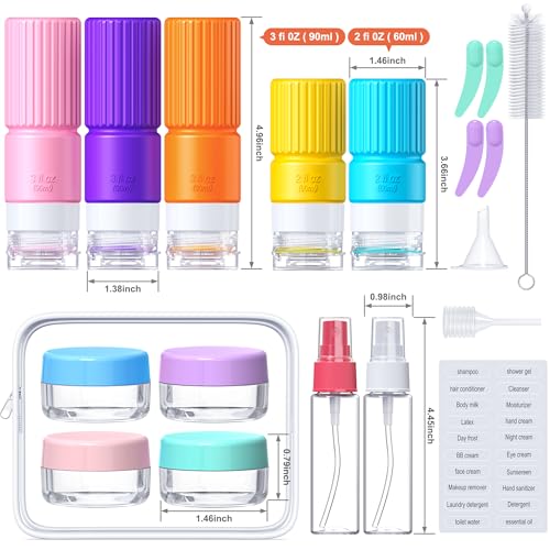 Tocelffe 19 pack Travel Bottles for Toiletries,TSA Approved Silicone Travel Containers for Toiletries,Leak Proof 3oz Refillable Liqus Shampoo And Conditioner Travel Essentials toiletr - Image 2