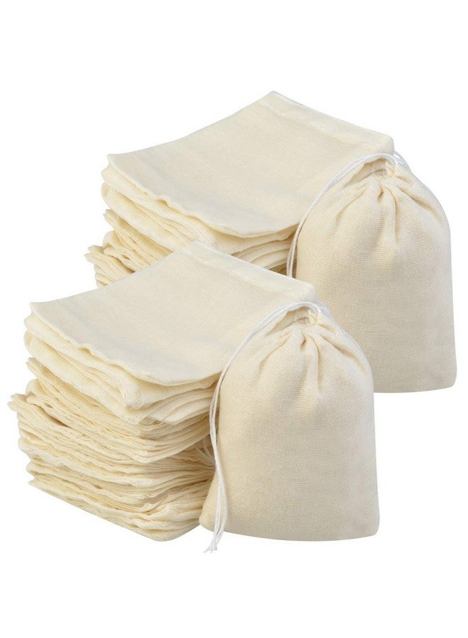 Tayfremn 200Pcs Cotton Drawstring Bags, Reusable Muslin Bag Natural Cotton Bags with Drawstring Produce Bags Bulk Gift Bag Jewelry Pouch for Party Wedding Home Storage, Natural Color (4 x 3 Inches) - Image 1