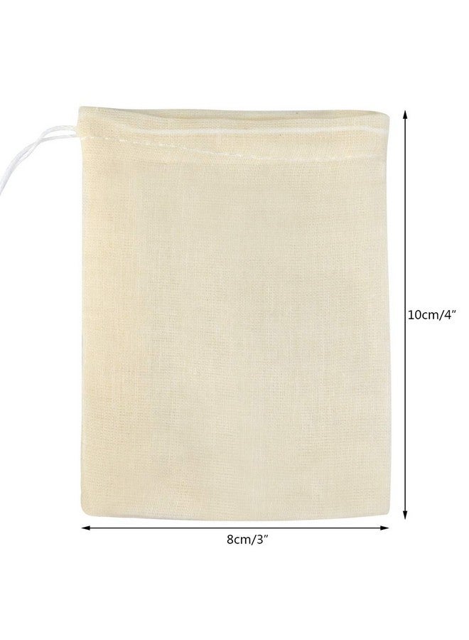 Tayfremn 200Pcs Cotton Drawstring Bags, Reusable Muslin Bag Natural Cotton Bags with Drawstring Produce Bags Bulk Gift Bag Jewelry Pouch for Party Wedding Home Storage, Natural Color (4 x 3 Inches) - Image 2