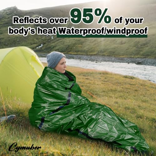 Cymuber Emergency Sleeping Bag Survival Bag, Cymuber Portable Waterproof Thermal Bivy Sacks Tac Bivvy Bags,Camping Mylar Sleeping Bag Survival Gear Emergency Blankets Survival Shelter - Image 3