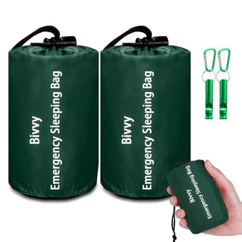 Cymuber Emergency Sleeping Bag Survival Bag, Cymuber Portable Waterproof Thermal Bivy Sacks Tac Bivvy Bags,Camping Mylar Sleeping Bag Survival Gear Emergency Blankets Survival Shelter - Image 1
