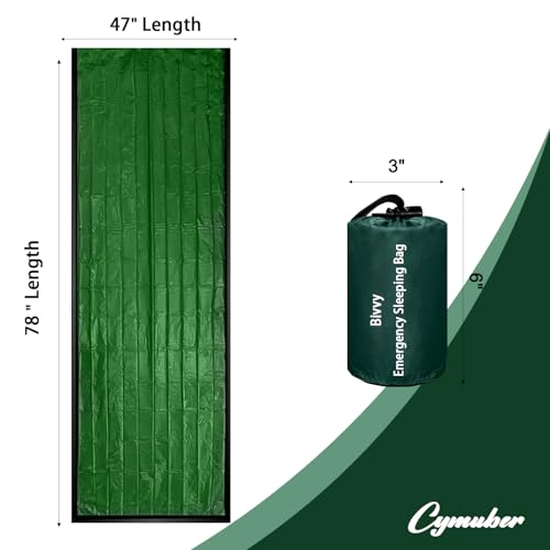 Cymuber Emergency Sleeping Bag Survival Bag, Cymuber Portable Waterproof Thermal Bivy Sacks Tac Bivvy Bags,Camping Mylar Sleeping Bag Survival Gear Emergency Blankets Survival Shelter - Image 5