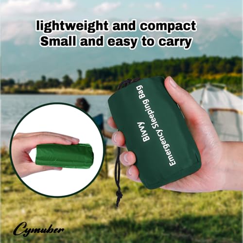 Cymuber Emergency Sleeping Bag Survival Bag, Cymuber Portable Waterproof Thermal Bivy Sacks Tac Bivvy Bags,Camping Mylar Sleeping Bag Survival Gear Emergency Blankets Survival Shelter - Image 2