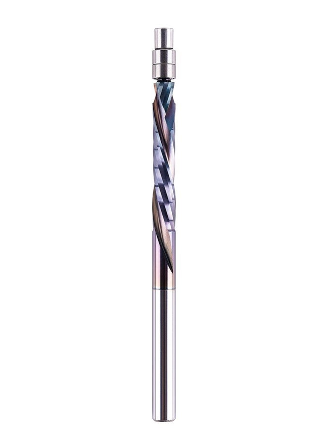 SpeTool Compression Flush Trim Router Bit 1/4 Shank, Up & Down Solid Carbide Pattern Template Router Bit 1-1/8 Inch Cutting Length with Bottom Bearing for Woodworking Trimming - Image 1