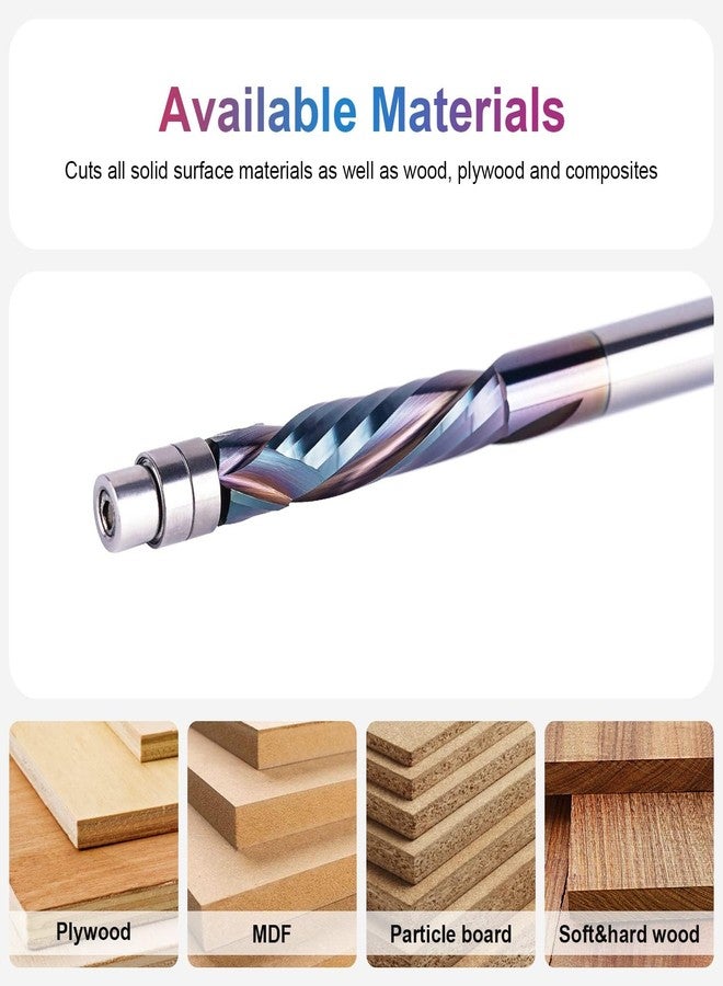SpeTool Compression Flush Trim Router Bit 1/4 Shank, Up & Down Solid Carbide Pattern Template Router Bit 1-1/8 Inch Cutting Length with Bottom Bearing for Woodworking Trimming - Image 4