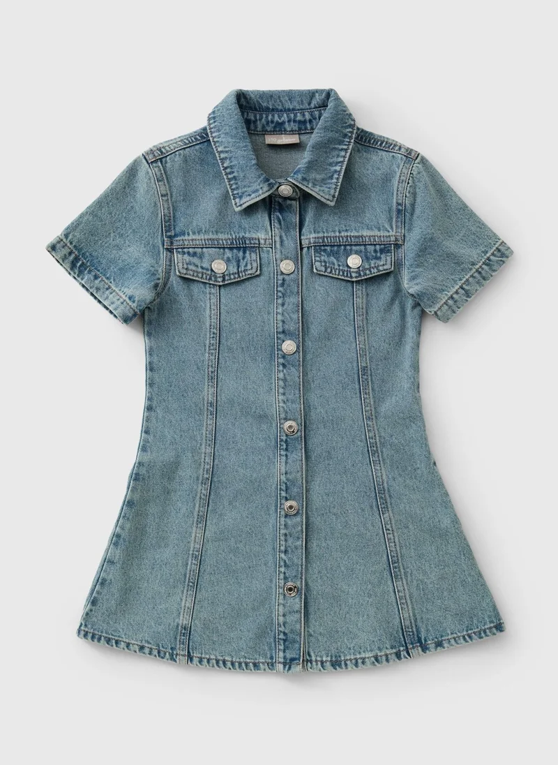 Matalan Girls Blue Short Sleeve Denim Dress