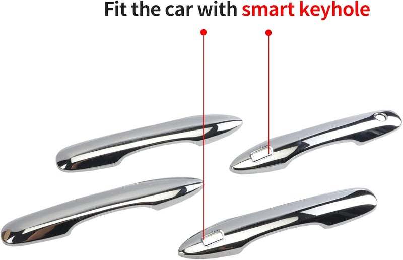 BENXUTO Door Handle Cover Trim Compatible with Toyota Camry 2018-2024 Corolla Avalon 2019-2022 Pruis Hatchback 2016-2019 Accessories Exterior Door Handle Protector with 2 Smart Key Entry Holes Chrome - Image 5