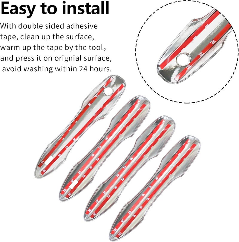 BENXUTO Door Handle Cover Trim Compatible with Toyota Camry 2018-2024 Corolla Avalon 2019-2022 Pruis Hatchback 2016-2019 Accessories Exterior Door Handle Protector with 2 Smart Key Entry Holes Chrome - Image 3
