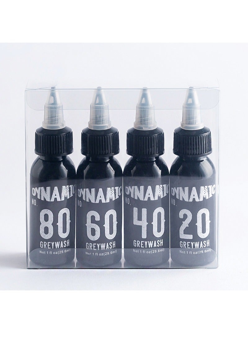 Dynamic Color Co - #20#40#60#80 4Pcs Gray Wash Set，Darkest Tone Gray Wash，Made with Hospital Grade Water，Filtered，Distilled and UV Sterilized（4*29.6ml） - Image 1